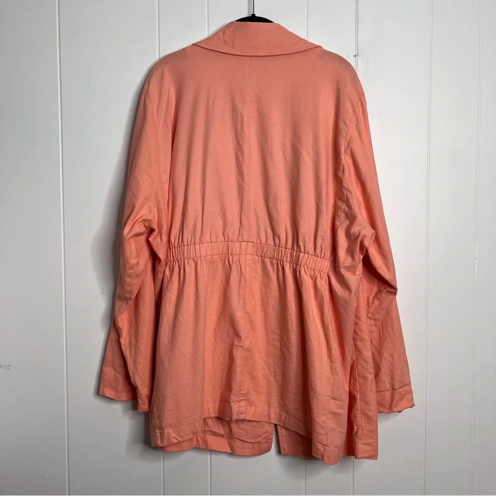 Torrid Linen Blend Coral Peach Unlined Unstructured Blazer Women's 3 US 3X